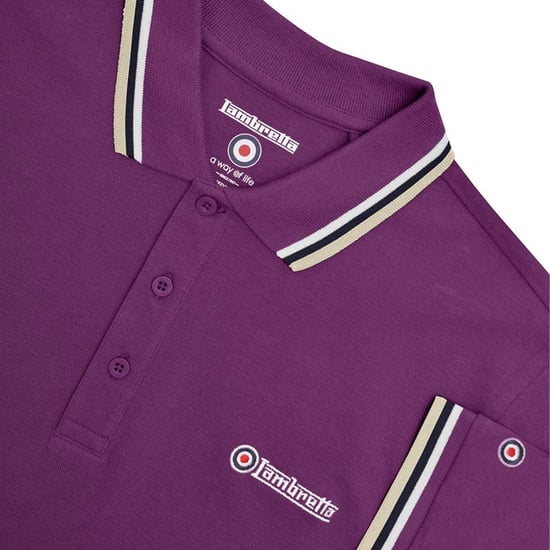 Lambretta Herenpoloshirt met drie punten (Winterbloei/Wit/Navy/Cashew) - Image 3