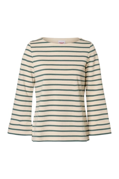 Caroline Tensen Chester Streep Top Ecru / Groen - Image 3