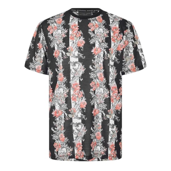 Criminal Damage Heren-T-shirt met bloemmotief in krijtachtige strepen (Zwart) - Image 1