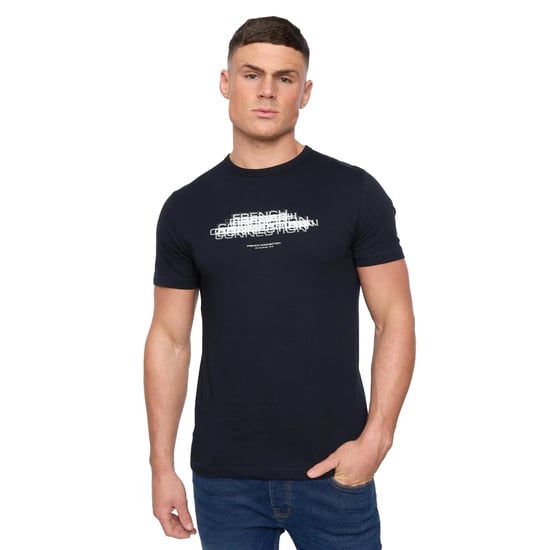 French Connection Heren Dubbel Logo T-Shirt (Marine/Wit) - Image 2