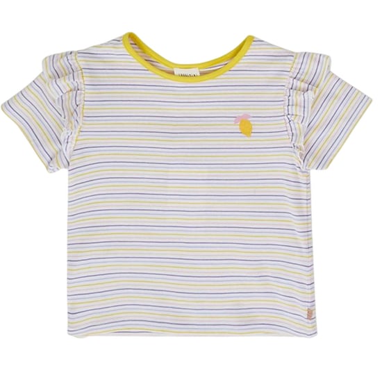 Carrement Beau Meisjes-T-shirt met strepen, borduursels en ruches (Wit/Geel) - Image 2