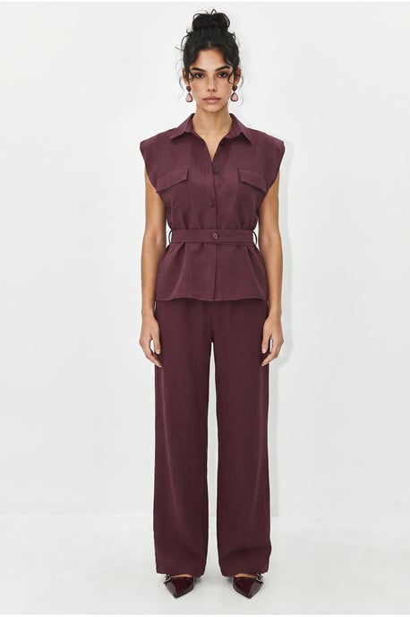 Gordelvrije Mouwloze Blouse en Wijde Broek Set - Image 3