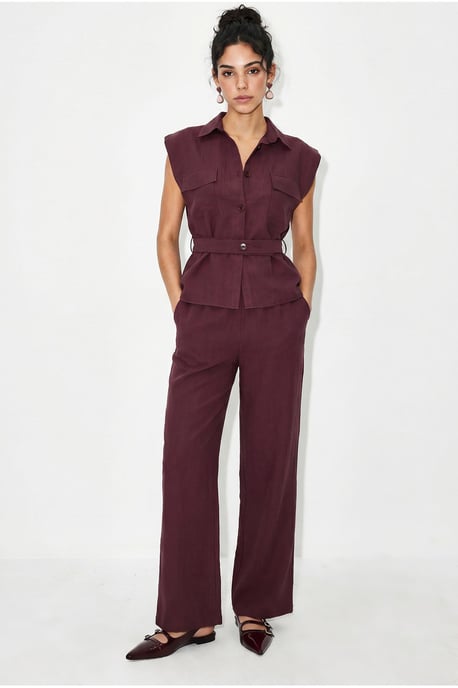 Gordelvrije Mouwloze Blouse en Wijde Broek Set - Image 4