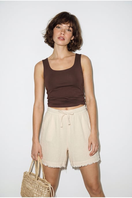 Hoog-Waisted Wijde Katoenen Shorts - Image 2
