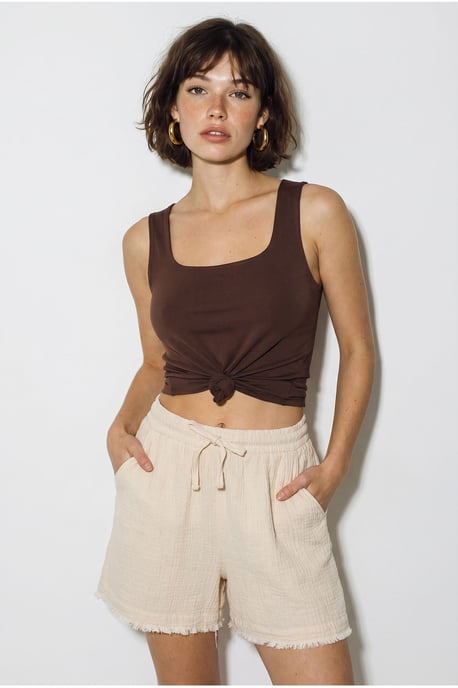 Hoog-Waisted Wijde Katoenen Shorts - Image 3