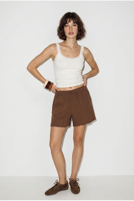Hoog-Waisted Wijde Katoenen Shorts - Image 4