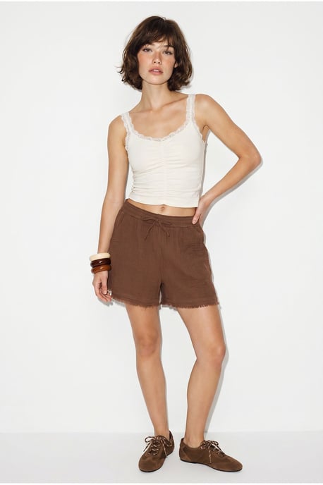 Hoog-Waisted Wijde Katoenen Shorts - Image 5