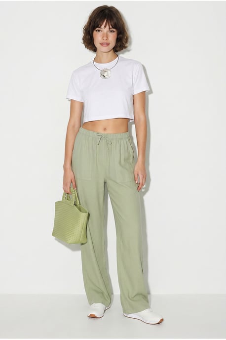 Zijde-brede Katoenen Broek Met Touwsluiting Taille - Image 3