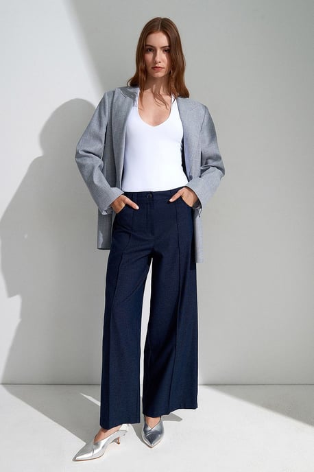 Hoge Taille Wijde Pantalon met Plissé - Image 1