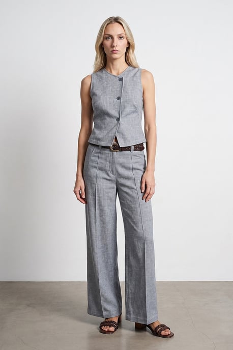 Hoge Taille Wijde Pantalon met Plissé - Image 1