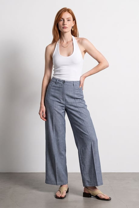 Hoge Taille Wijde Pantalon met Plissé - Image 2