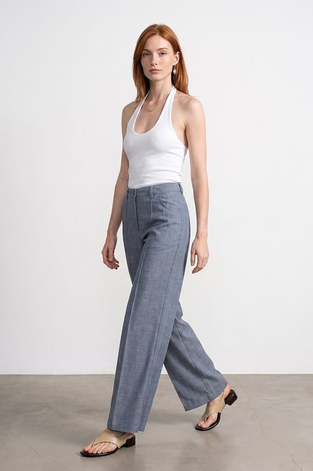 Hoge Taille Wijde Pantalon met Plissé - Image 3