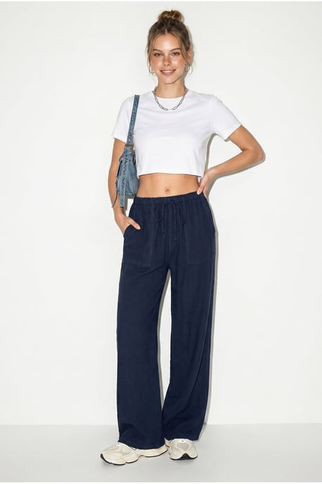 Brede Katoenen Broek met Koord Taille - Image 1