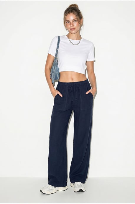 Brede Katoenen Broek met Koord Taille - Image 4