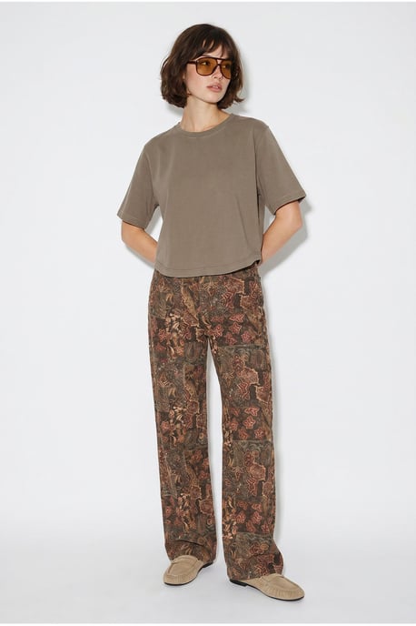 Hoge Taille Paisley Print Rechte Spijkerbroek - Image 2