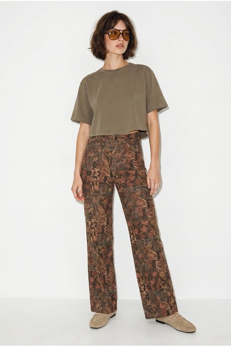 Hoge Taille Paisley Print Rechte Spijkerbroek - Image 4