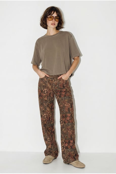 Hoge Taille Paisley Print Rechte Spijkerbroek - Image 6