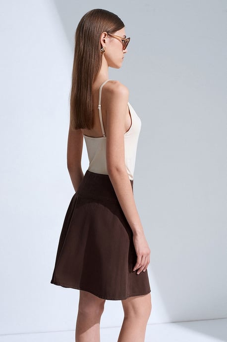 Hoge Taille Katoenen Poplin A-Lijn Minirok - Image 3