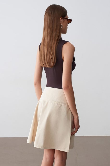 Hoge Taille Katoenen Poplin A-Lijn Mini Rok - Image 2