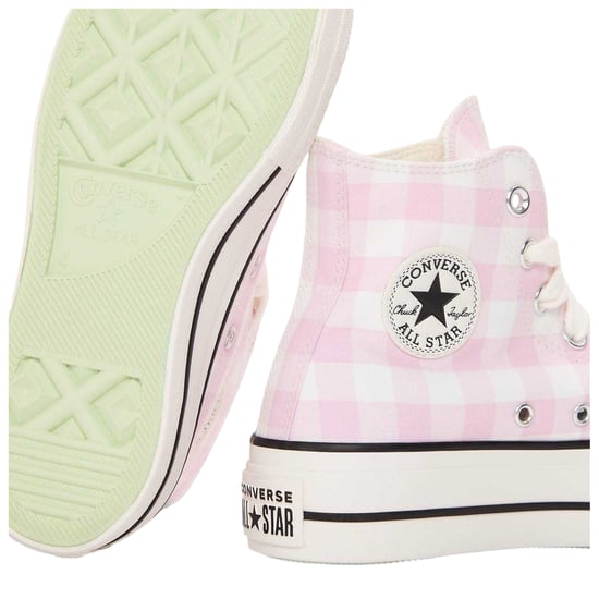 Converse Chuck Classic-sneakers met ginghamruit voor dames, hoog model (Roze) - Image 4
