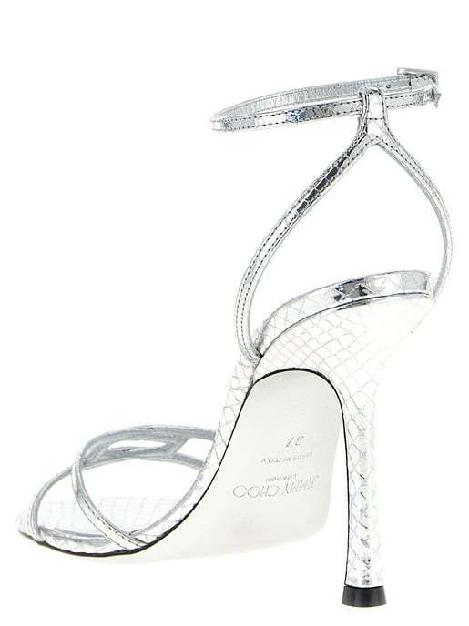 Jimmy Choo Zilveren Leren Stiletto Hak Sandalen - Image 3