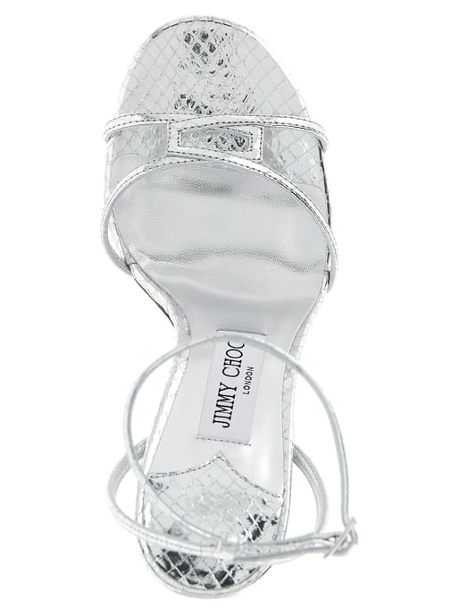 Jimmy Choo Zilveren Leren Stiletto Hak Sandalen - Image 4