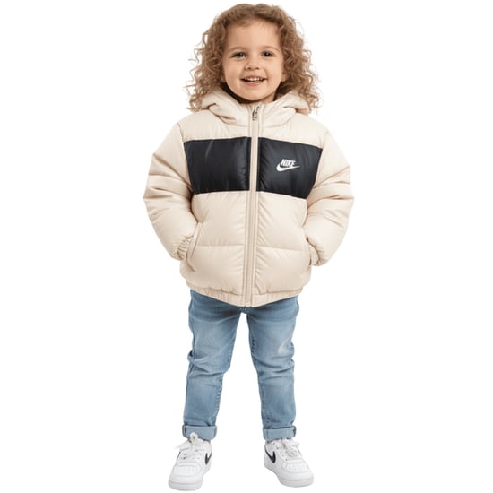Nike Baby-jas met capuchon en logo in kleurblokken (Zand) - Image 1