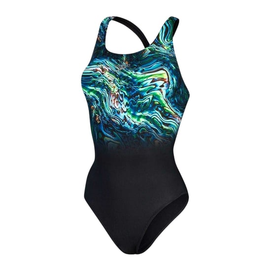 Speedo Dames/Dames Plaatsing Digitaal Eendelig Zwempak (ZWART/BLAUW) - Image 1