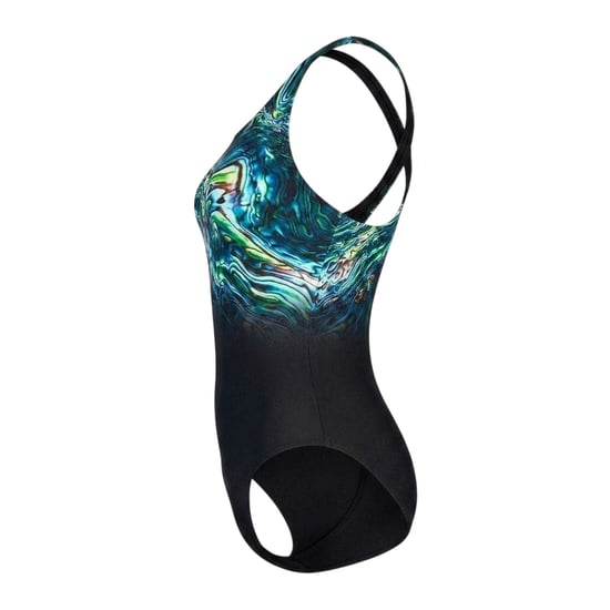 Speedo Dames/Dames Plaatsing Digitaal Eendelig Zwempak (ZWART/BLAUW) - Image 2