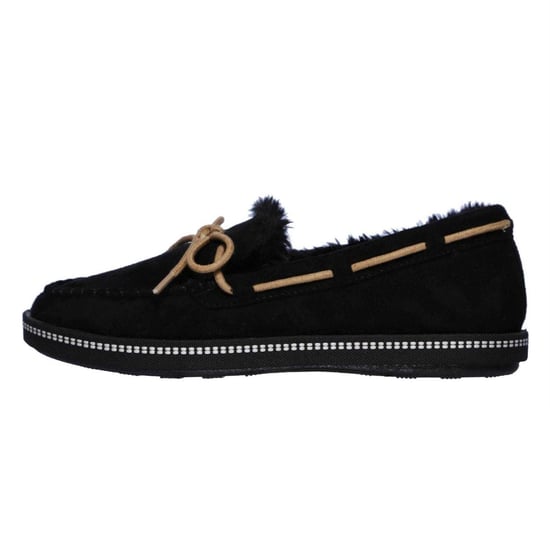 Skechers Comfortabele platte mocassin-pantoffels van imitatiesuède voor dames (Zwart) - Image 2