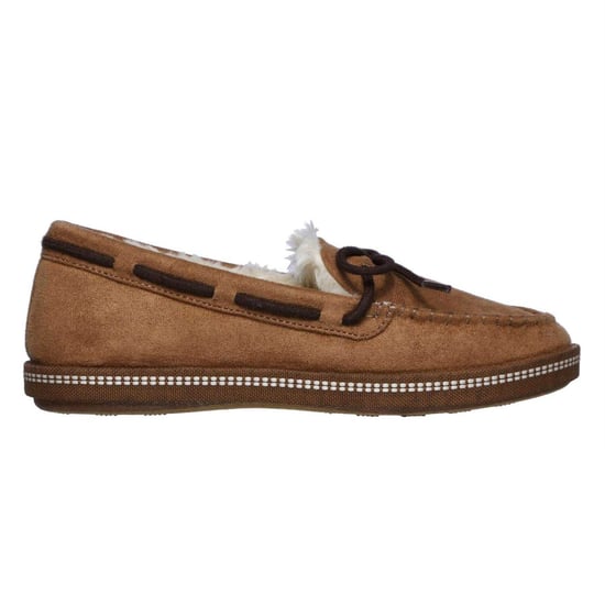 Skechers Comfortabele platte mocassin-pantoffels van imitatiesuède voor dames (Kastanje) - Image 1
