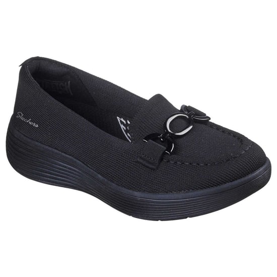 Skechers Dames-sportschoenen met gestructureerd breisel, Arch Fit-pasvorm en plateauzool (Zwart) - Image 5