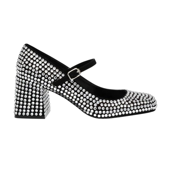 Steve Madden Dames-Mary Janes van leer met strass-steentjes en blokhak (Zilver) - Image 1