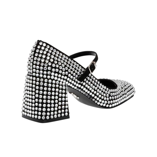 Steve Madden Dames-Mary Janes van leer met strass-steentjes en blokhak (Zilver) - Image 2