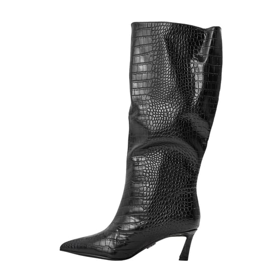 Steve Madden Dameslaarzen van Lavan-leer met uitlopende schacht en hoge hak, tot aan de knie (Zwart) - Image 2