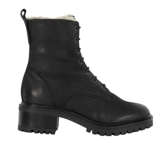 Dune London Leren combatlaarzen met blokhak voor dames (Zwart) - Image 1