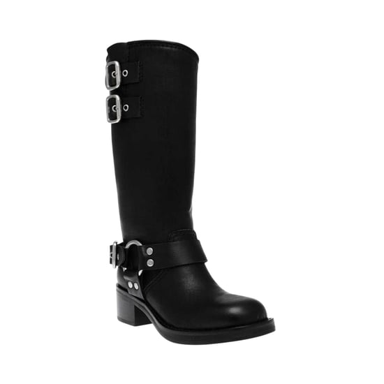 Steve Madden Motorrijlaarzen voor dames in oosterse stijl, van leer en met gespdetails (Zwart) - Image 3