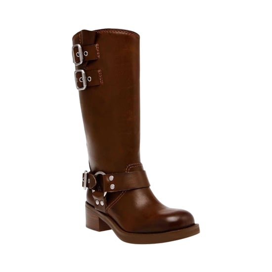 Steve Madden Motorrijlaarzen voor dames in oosterse stijl, van leer en met gespdetails (Bruin) - Image 3