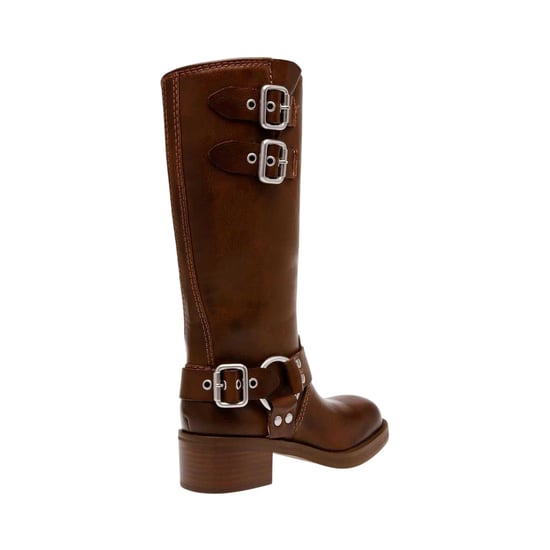 Steve Madden Motorrijlaarzen voor dames in oosterse stijl, van leer en met gespdetails (Bruin) - Image 4