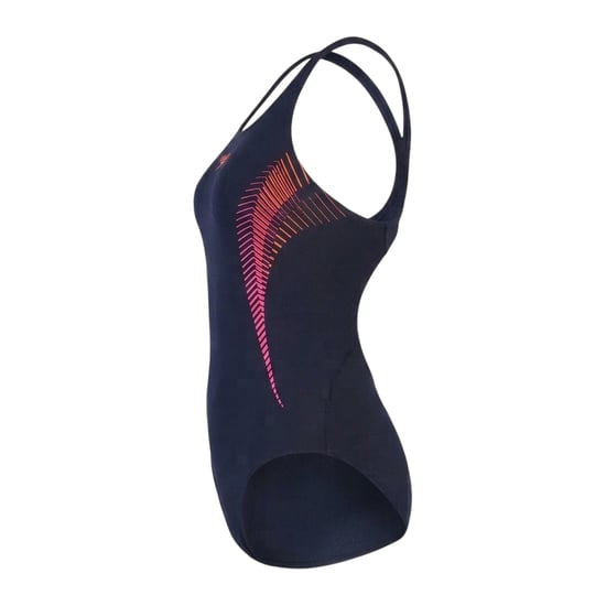 Speedo Dameszwempak met abstracte print en muscleback-ontwerp (Marine / Roze) - Image 2