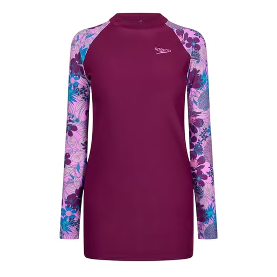 Speedo Dames Bloemprint Lange Mouw Modesty Badpak (Paars/Blauw) - Image 1
