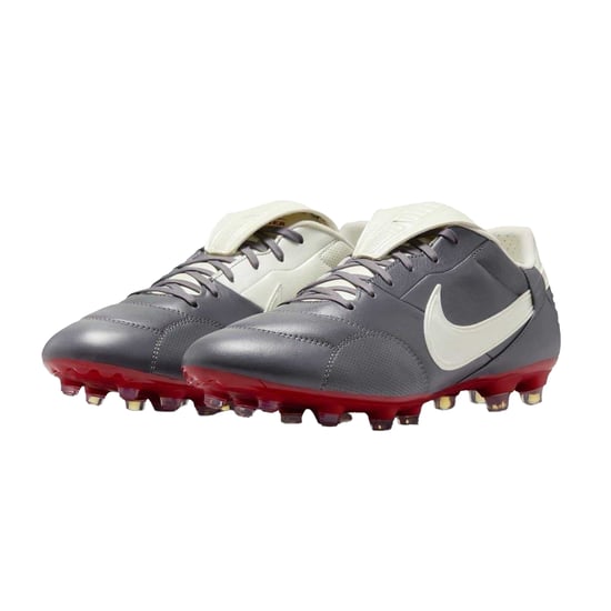 Nike Heren Premier 3 Classic Leer Firm Ground Voetbalschoenen (Grijs/Rood) - Image 5