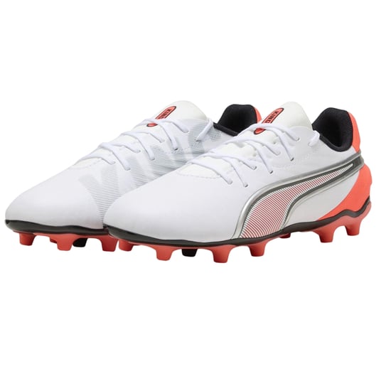Puma Voetbalschoenen voor kinderen, model King Match, voor harde ondergrond (Wit, Rood) - Image 3