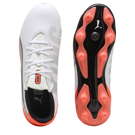 Puma Voetbalschoenen voor kinderen, model King Match, voor harde ondergrond (Wit, Rood) - Image 4