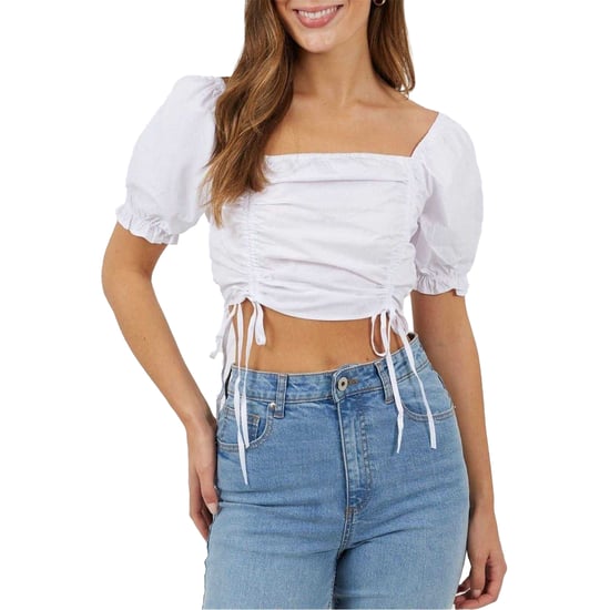 Brave Soul Crop-top met pofmouwen voor dames (Wit) - Image 1