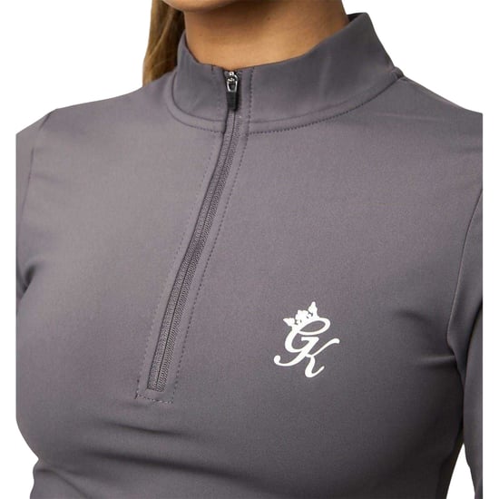 Gym King Impact-crop-top met halve ritssluiting voor dames (Leisteen/Perzik) - Image 3