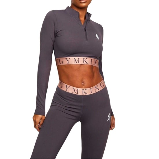 Gym King Impact-crop-top met halve ritssluiting voor dames (Leisteen/Perzik) - Image 4