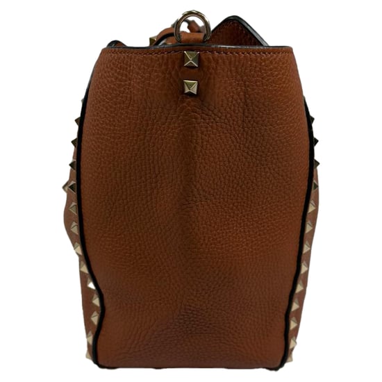 Valentino Light Cuir Rockstud Trapeze Tote in Bruin Leer - Image 3