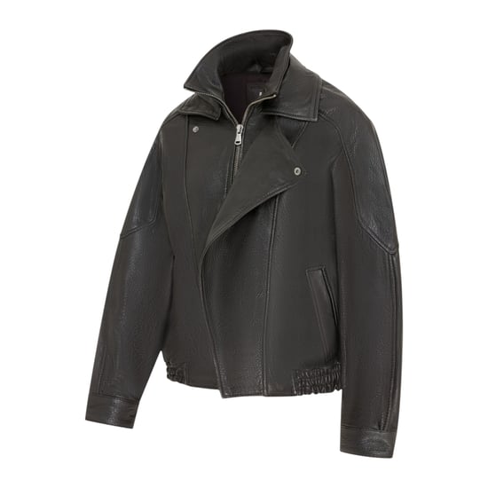 Dames zwarte lamsleren Biker Blouson Oversized Jas - Grote Bomber - Image 3