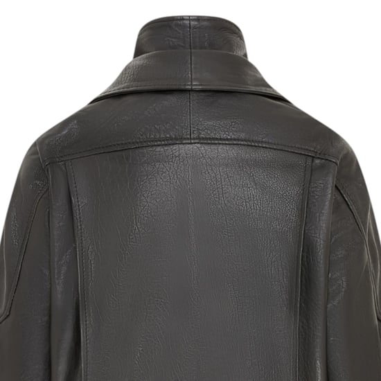 Dames zwarte lamsleren Biker Blouson Oversized Jas - Grote Bomber - Image 6